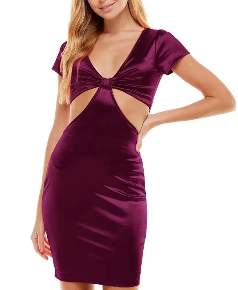 City Studio Womens Cut Out Bodycon Dress Size XS Wine Cocktail Event Party Purple - Image 3