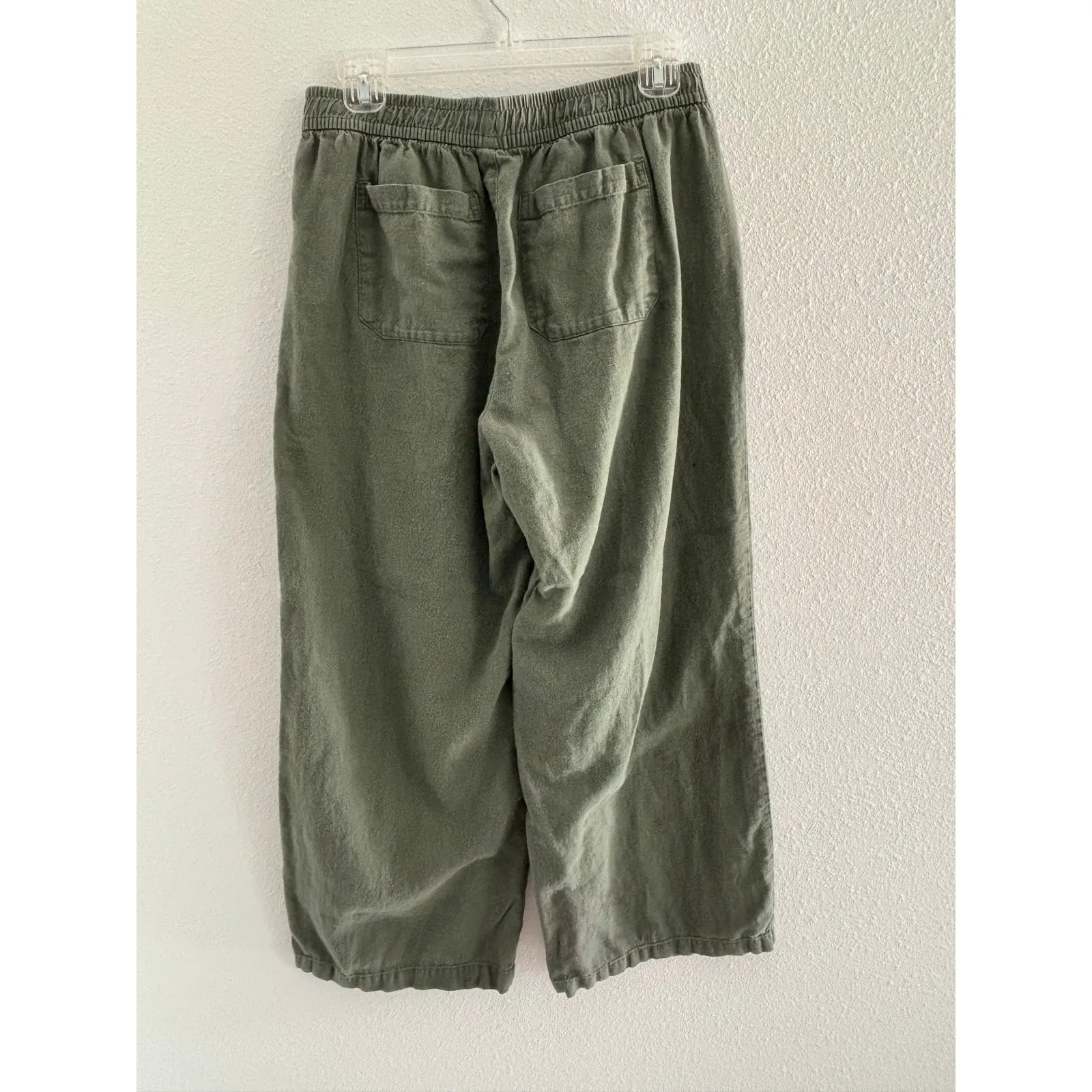 Old Navy Pants Womens Small Green High Rise Wide Leg‎ Linen Coastal Resort Beach - Image 2
