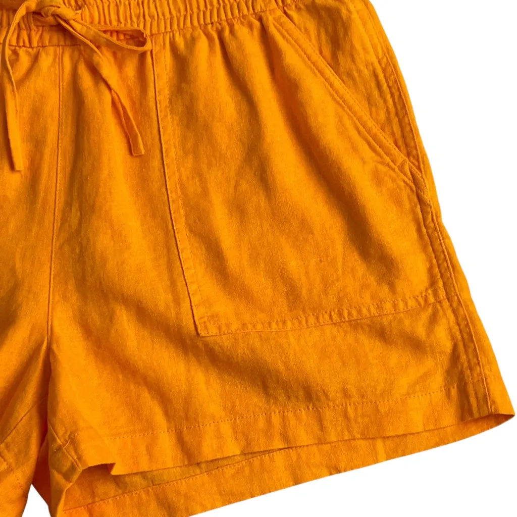 J. Crew Linen Blend Orange Women's Shorts Size S Pull On Drawstring Lightweight - Image 3