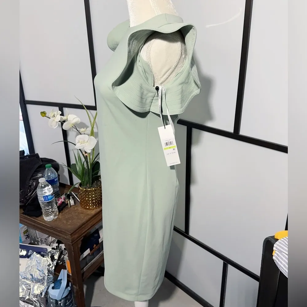 Calvin Klein trumpet sleeve light green dress - Image 4