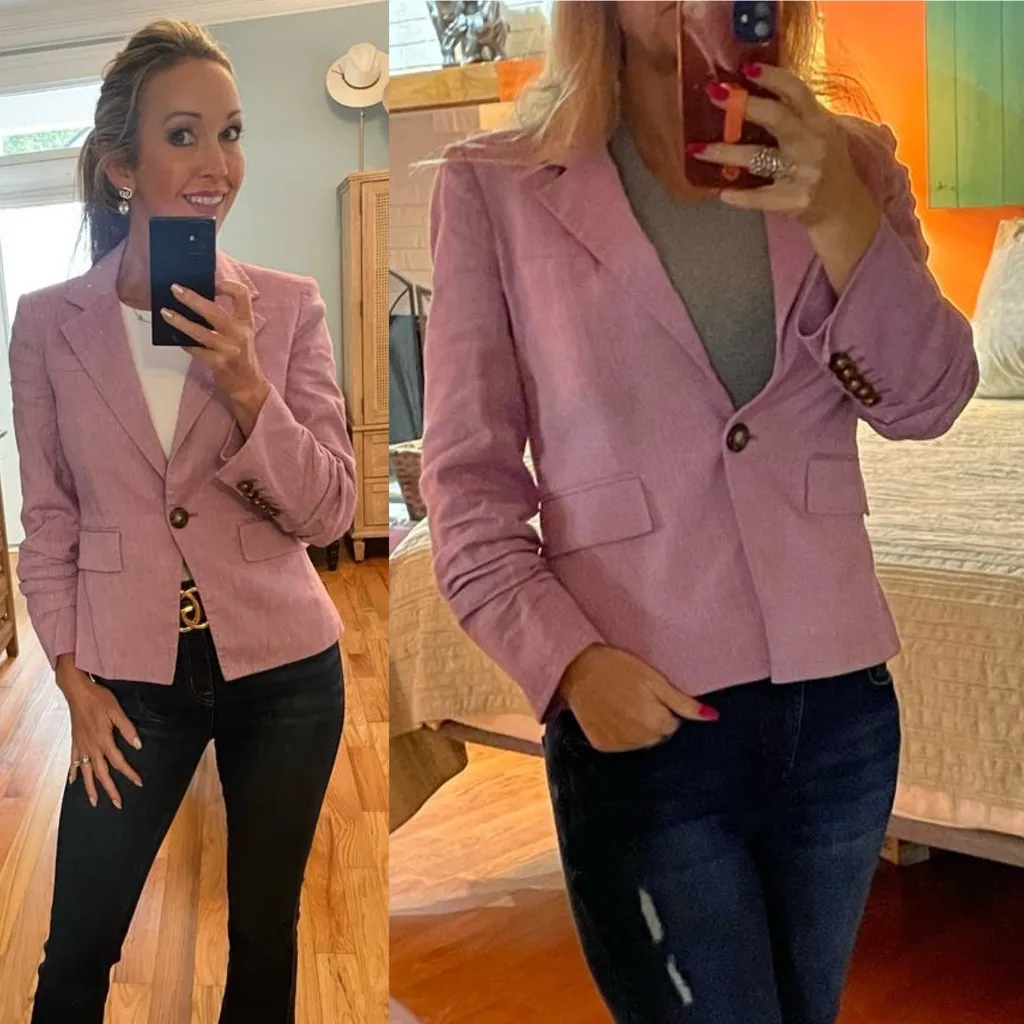Veronica Beard Aaliyah Dickey Blazer Heathered Orchid Pink Linen Size 2 NWOT - Image 10