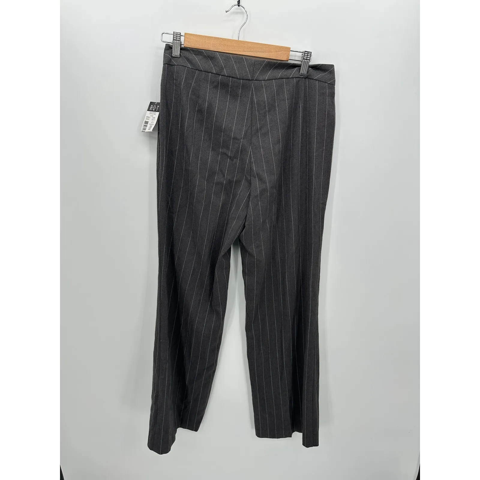 RQT Y2K Gray Pinstriped Dress Pants Size 8 NWT Office Career High Waisted Flare - Image 2