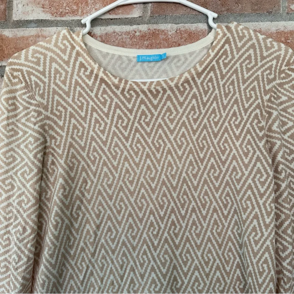 J. McLaughlin Long Sleeve Crewneck Sweater Button Arm Women’s Small Tan - Image 2