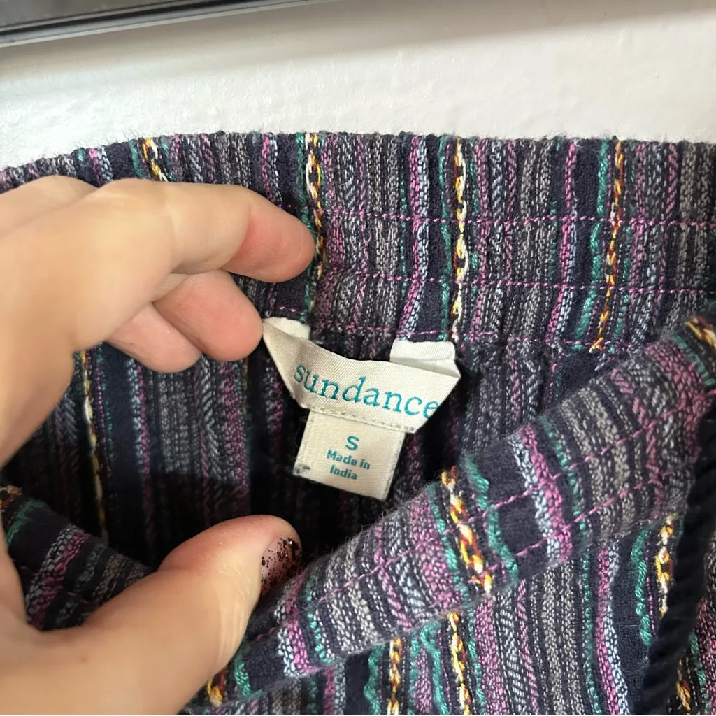 Sundance boho lagenlook cotton viscose stripe pants colorful size small buttons Blue - Image 5