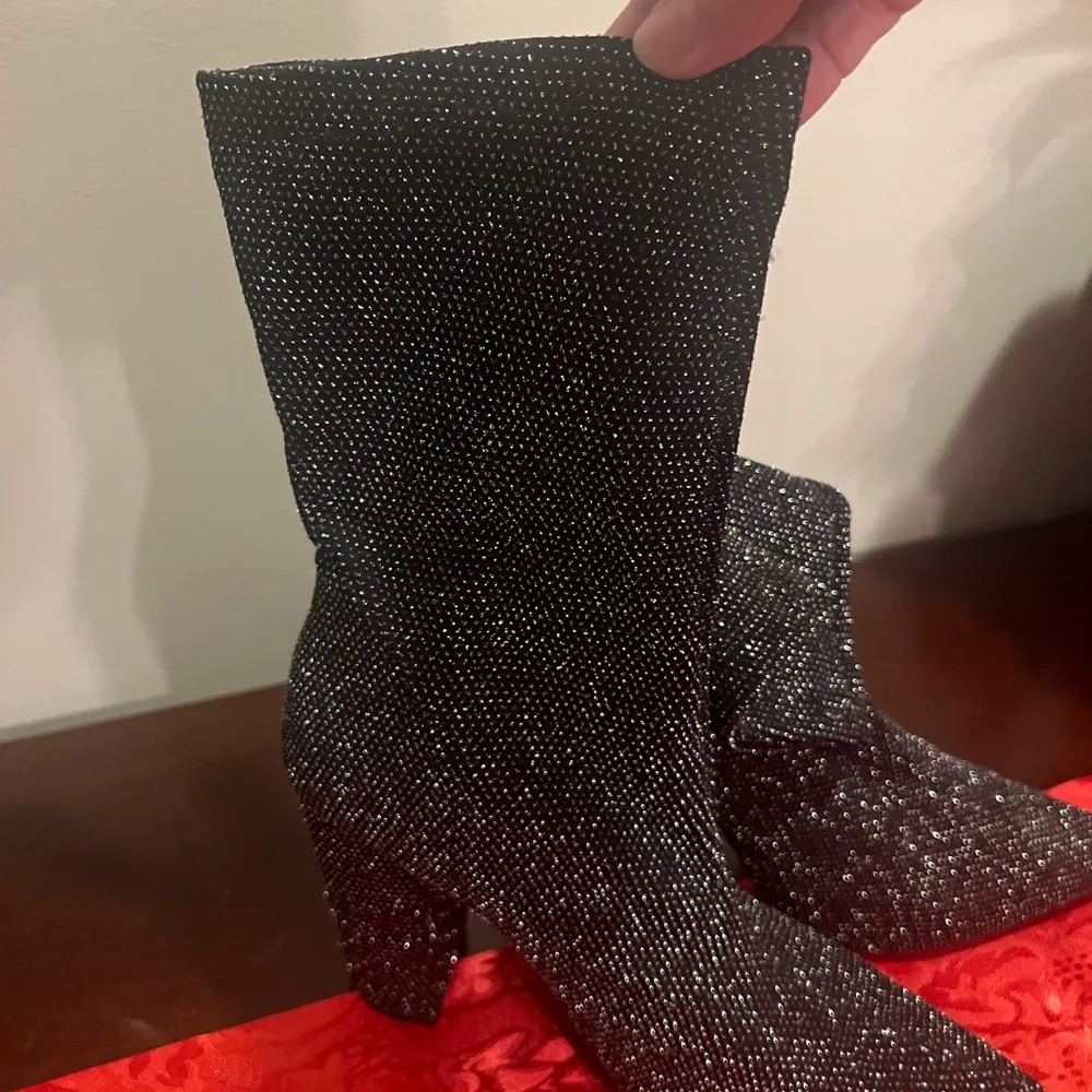 Shoe Dazzle black shiny ankle booties - Image 2