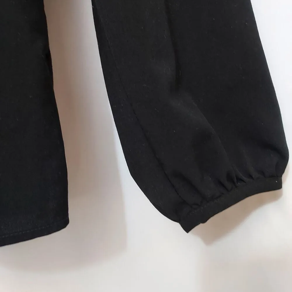 Banana Republic Black Lightweight V-Neck Long Peasant Sleeves Shirt Blouse Top - Image 4