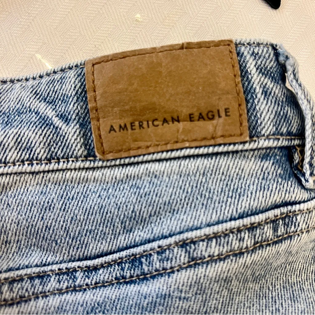 American Eagle Stretch Mom Straight Jeans Blue Denim Size 4 Long - Image 5