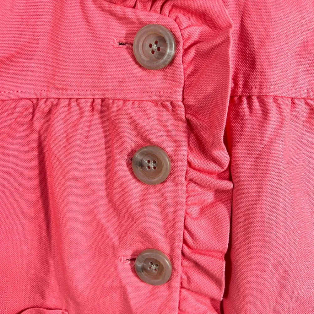 J.Crew Ruffle Jacket Cropped 3/4 Sleeve Button Front Coral Pink Size 6 Statement - Image 6