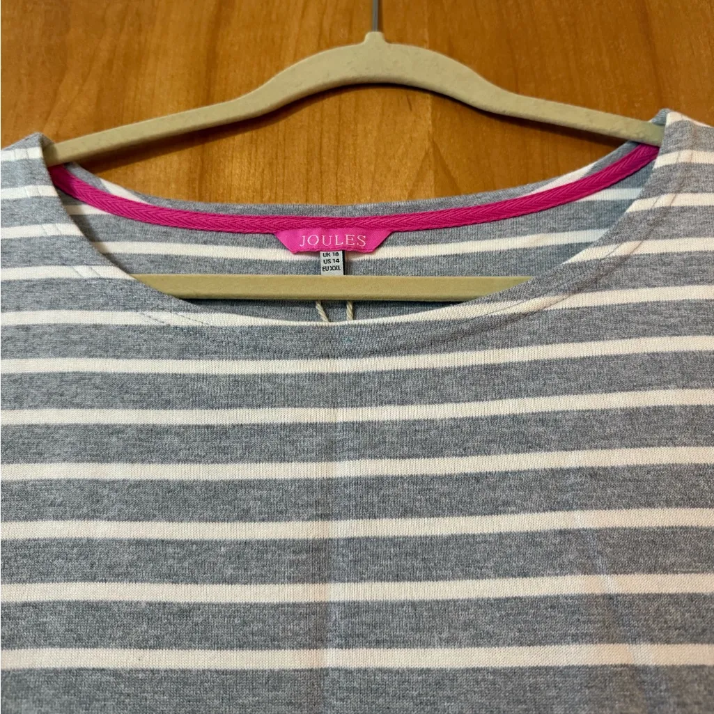 Joules Riviera Dress Gray White Stripe Cotton Casual Travel NWT Size US 14 UK 18 - Image 12