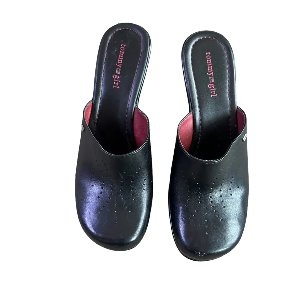 Tommy Girl Retro Y2K Backless Closed-Toe Wedges Slip On Leather SIze 8.5 Women's - Image 5