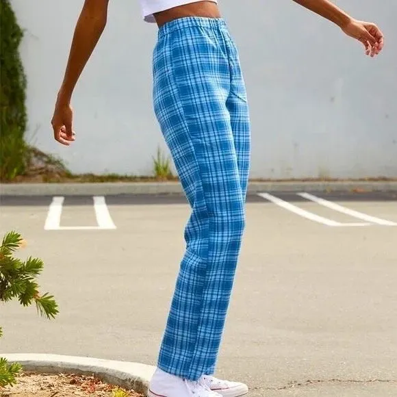 ✨Brandy Melville Tiden Plaid Blue One Size Pants✨ - Image 4