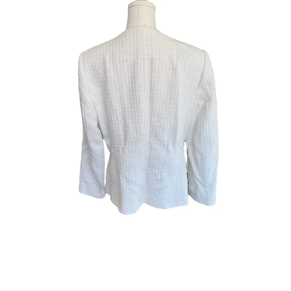 Zara - NWT Elegant Cream Textured Blazer Jacket Sz XL - Image 6