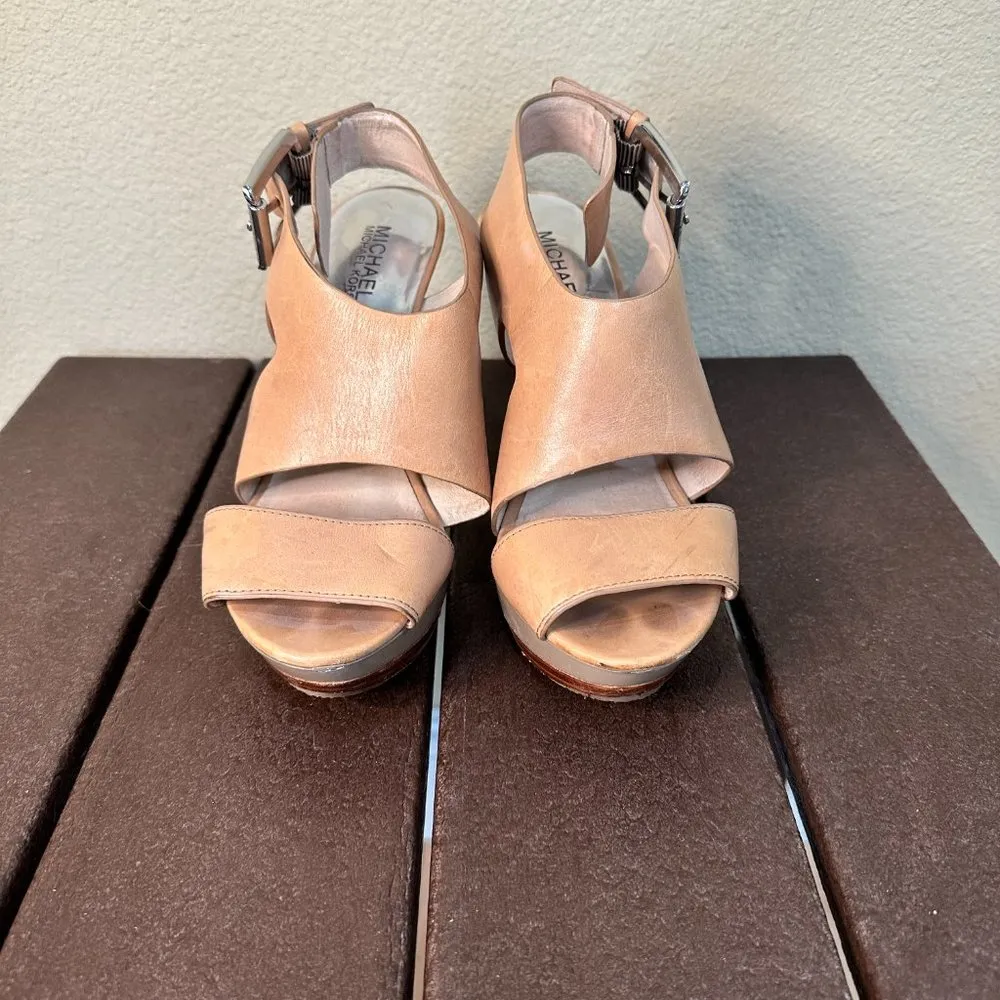 MICHAEL KORS Platform Neutral Sandals Heels - 8.5 - Image 2