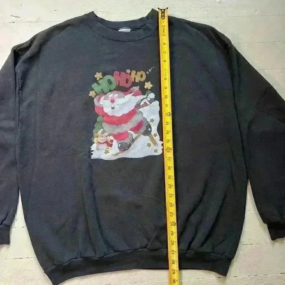 Vintage Black HoHoHo Santa Sweatshirt Air‎ Waves Inc. By Joan Elliott Size 2XL - Image 6