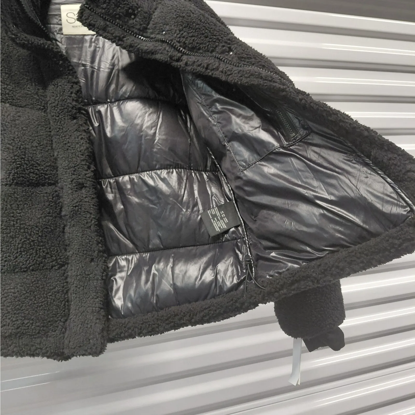 $300 NWT S13 New York Lilly Sherpa Puffer Jacket Women’s S Black Faux Shearling - Image 5