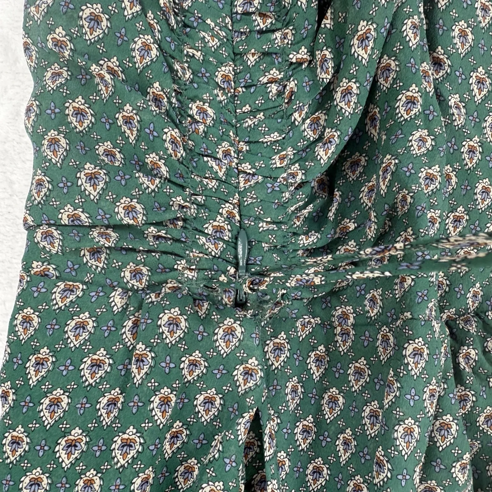 VERONICA BEARD Mariposa Dress Green Multicolor Print Ruched Wrap Maxi Size 0 - Image 6