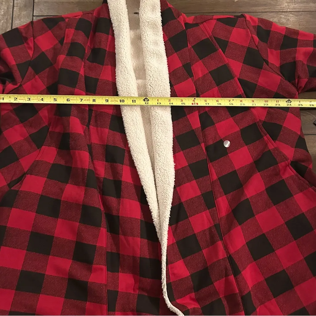 Eddie Bauer  Snow Lodge Faux Shearling-Lined Wrap Jacket Buffalo Check Large NEW - Image 9