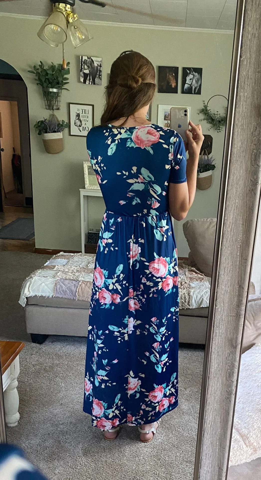 SheIn Navy Floral Maxi Dress - Image 3