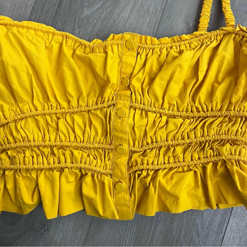 J. Crew Cinched-Waist Cotton Poplin Cropped Tank Top Warm Maize Yellow XS - Image 2