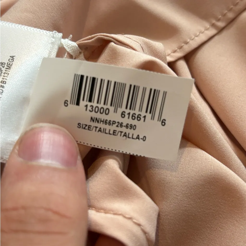 BCBGMaxAzria scoop neck fluted pink boho Polkadot wedding hem mini dress 0 NWT - Image 13