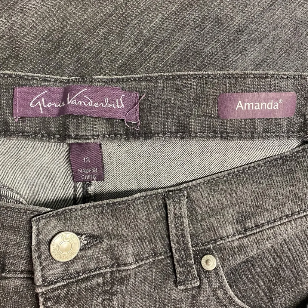 Gloria Vanderbilt Dark Gray Wash Amanda Jeans Size 12 Short Petite - Image 4