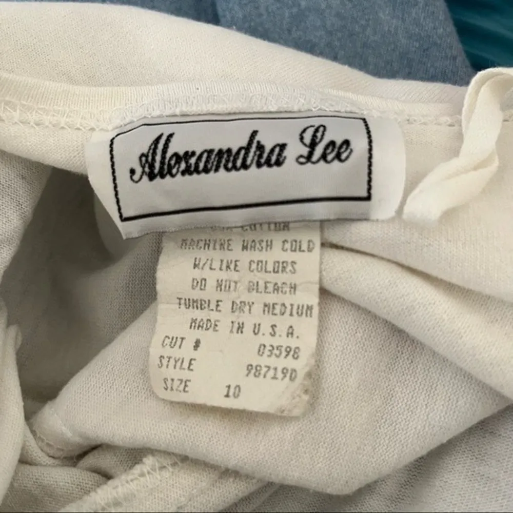 ALEXANDRA LEE Denim Jean Dress VINTAGE 80’s Light Blue White VINTAGE Size 10 - Image 7