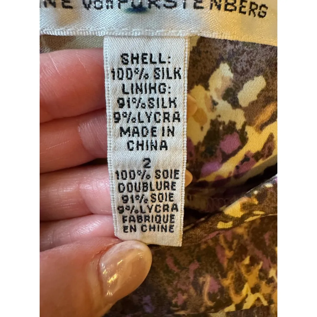 Diane Von Furstenberg Skirt Women 2‎ Brown Silk Snakeskin Sequins Tiered Mini - Image 6