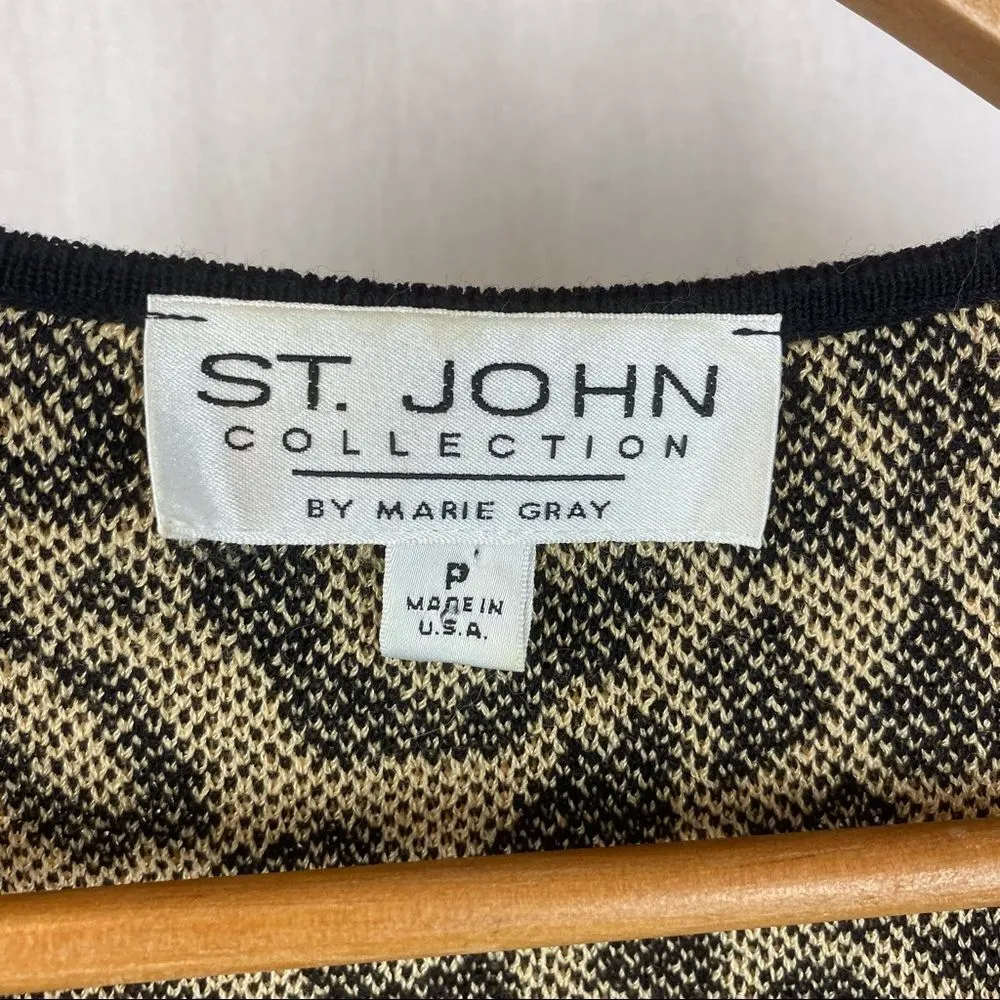 St John Animal Print Brown & Black Sleeveless Print Knit Woven Tank Top S - Image 4