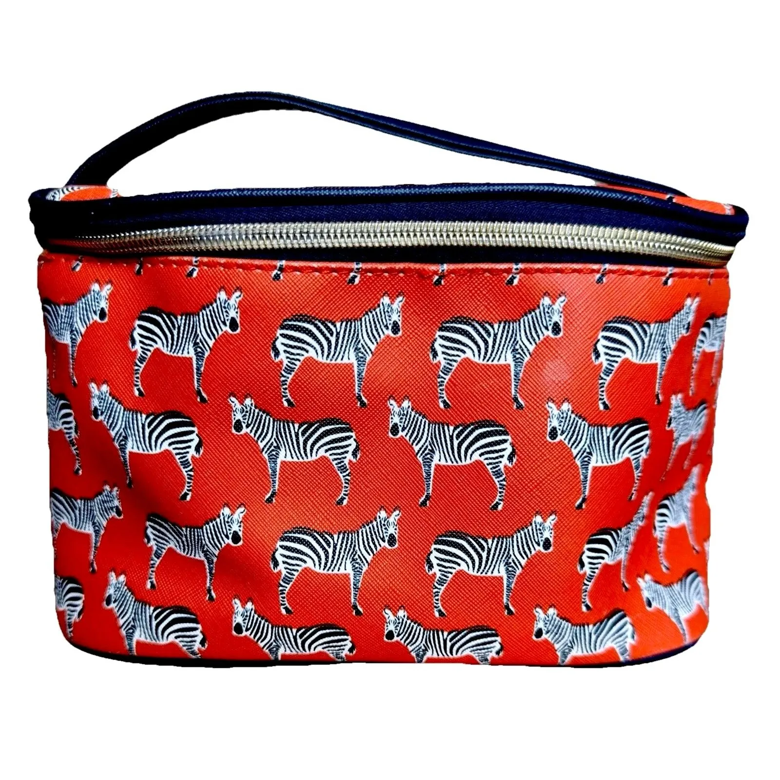 Dabney Lee Red With Zebras Cosmetic Travel Makeup Bag PVC (HB1) - Image 8
