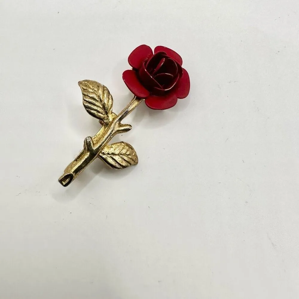 Vintage red rose brooch - Image 2