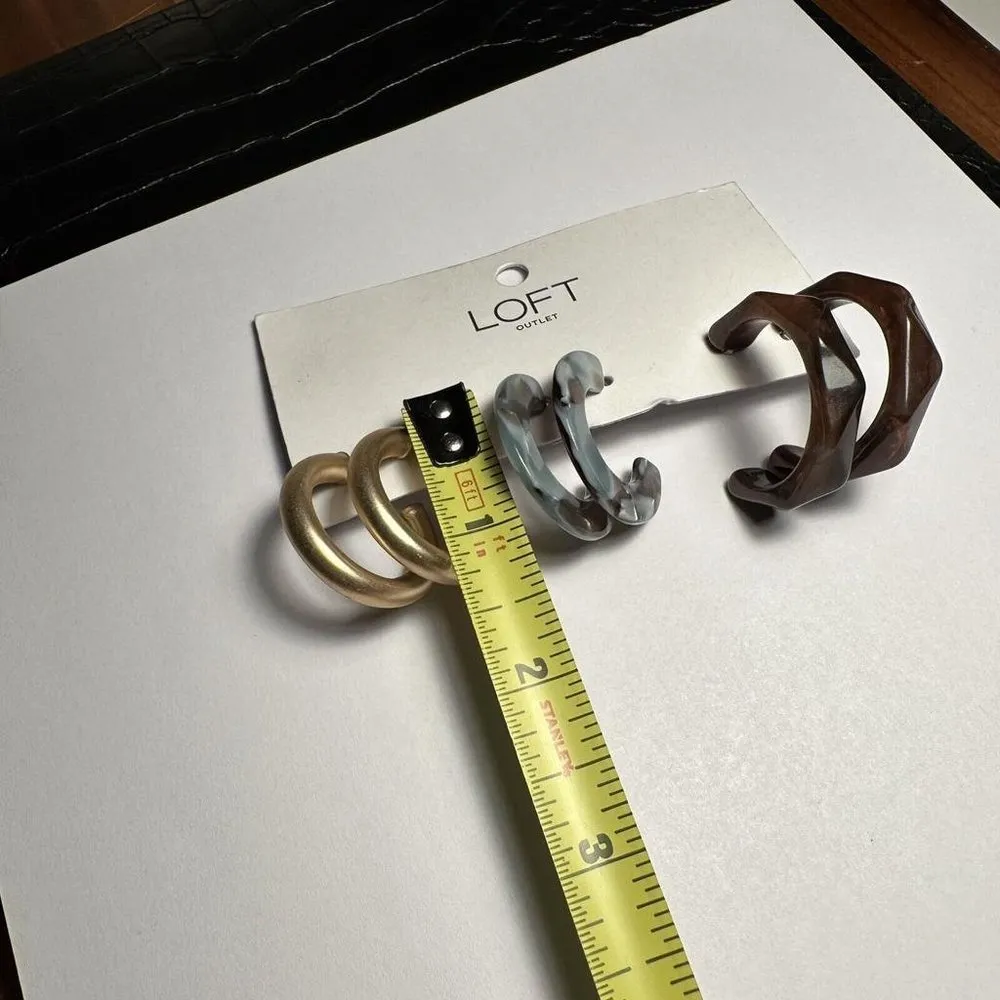 NWT Set Of 3 Pierced Hoop Earrings - $39.99 MSRP Loft Outlet - Image 9