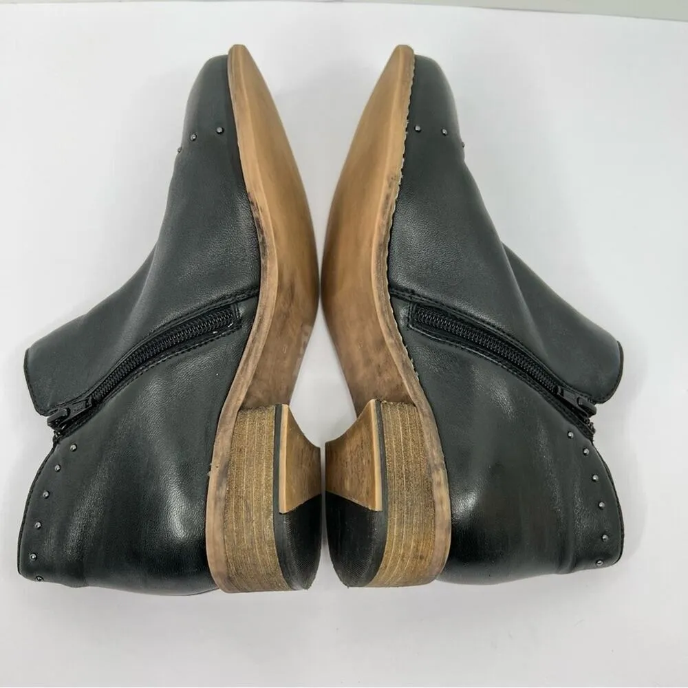 Diba True Rose Water women's 8 ankle boots black leather studded zip bootie - Image 4