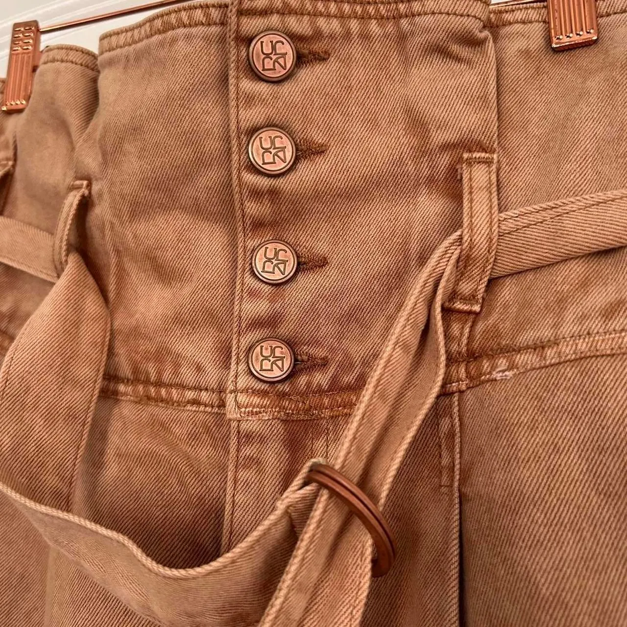 Ulla Johnson Sylvan Paperbag Belted Wide-Leg Jeans – Runway Boho Minimal (L) - Image 5