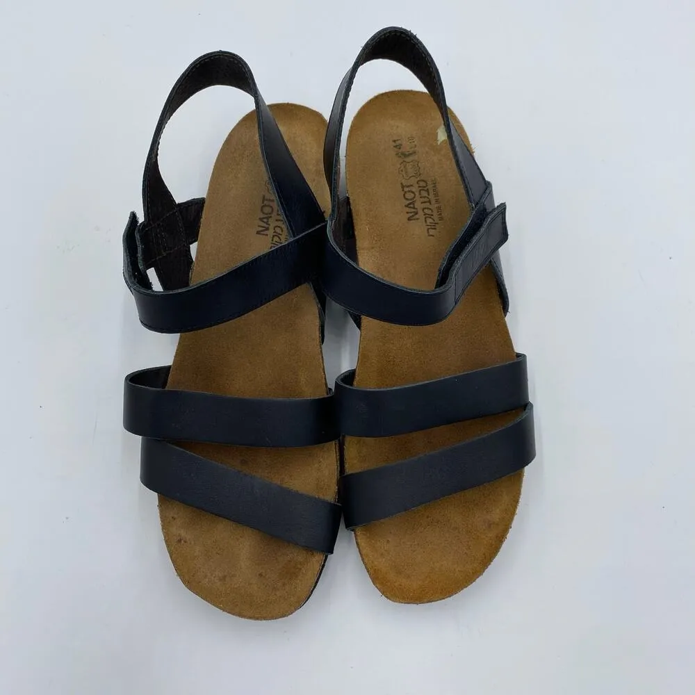 NAOT Women Black Leather Cork Foot Bed Israeli Kayla Sandals Size US 10/ 41 - Image 7