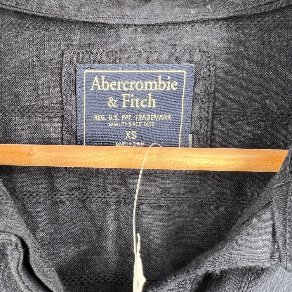 Abercrombie Shirt Navy Blue Button Up Lightweight Drawstring Waist Crop XS New - Image 4