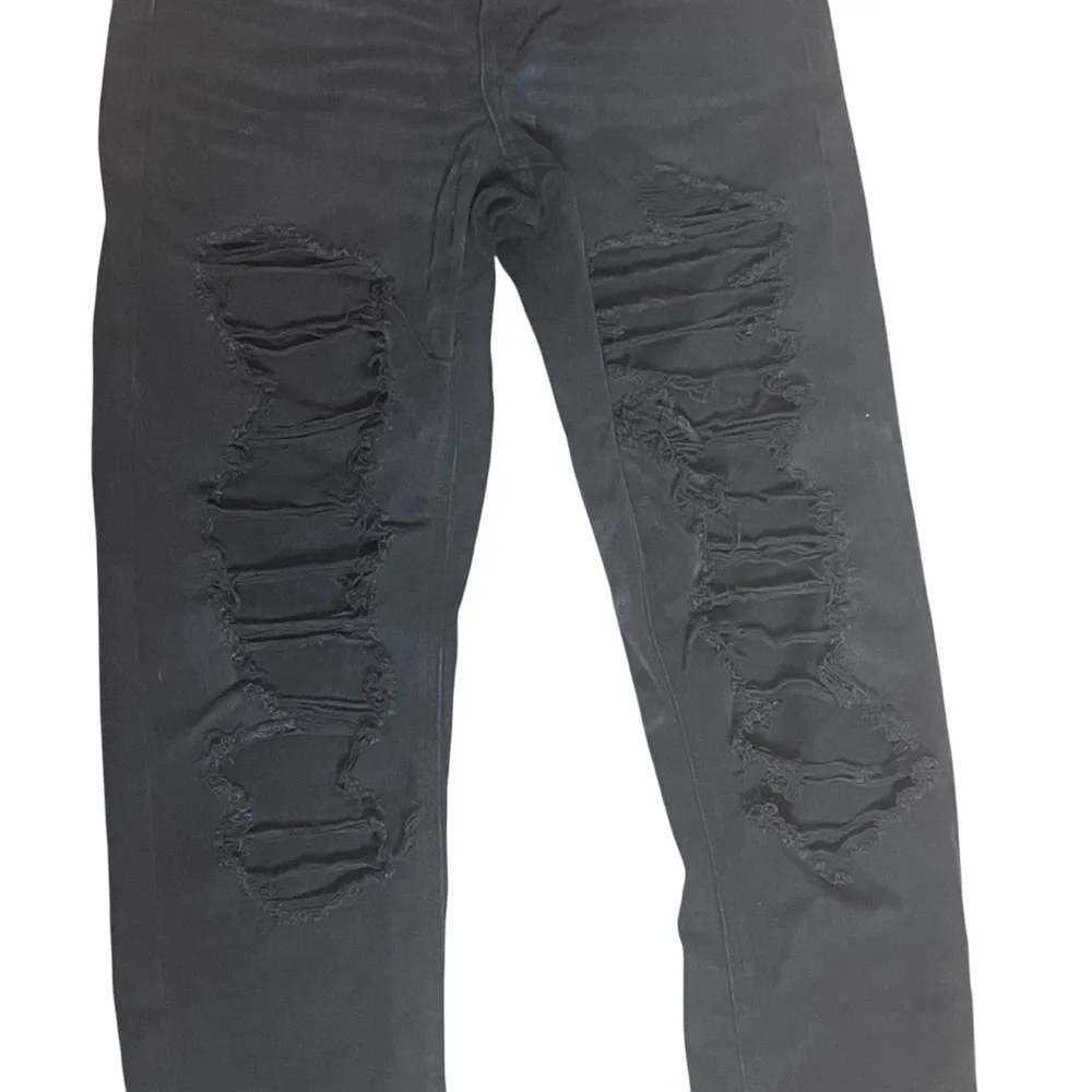 American Eagle Womens Jeans Size 4 Black Denim Mom Strigid High Rise Distressed - Image 3