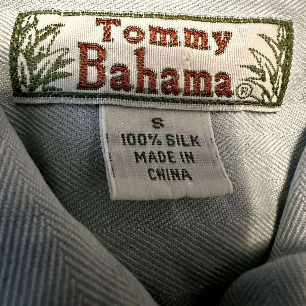 Tommy Bahama Button Down Shirt 100% Silk Short Sleeves Pocket Collared Green S - Image 2
