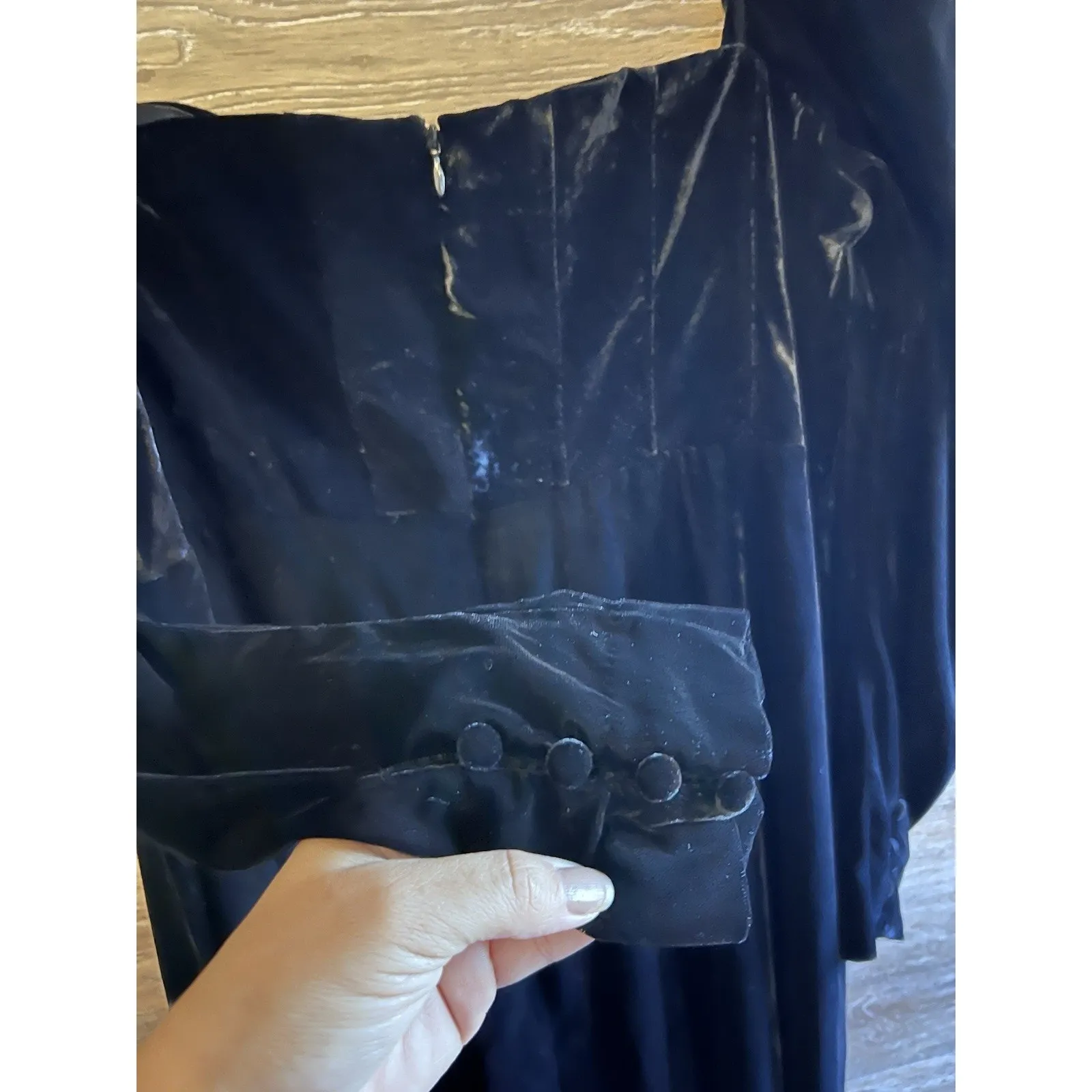 Antonio Melani Sz 16 Black Velvet Dress Midi Mackenzie Square Neck Puff Sleeve - Image 10