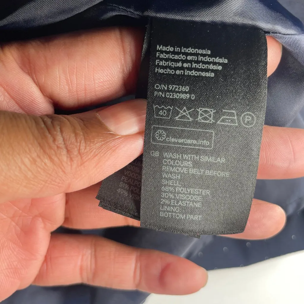 Navy Blue White Polka Dot Fit & Flare Sleeveless Rockabilly Midi Dress Sz 6 - Image 10