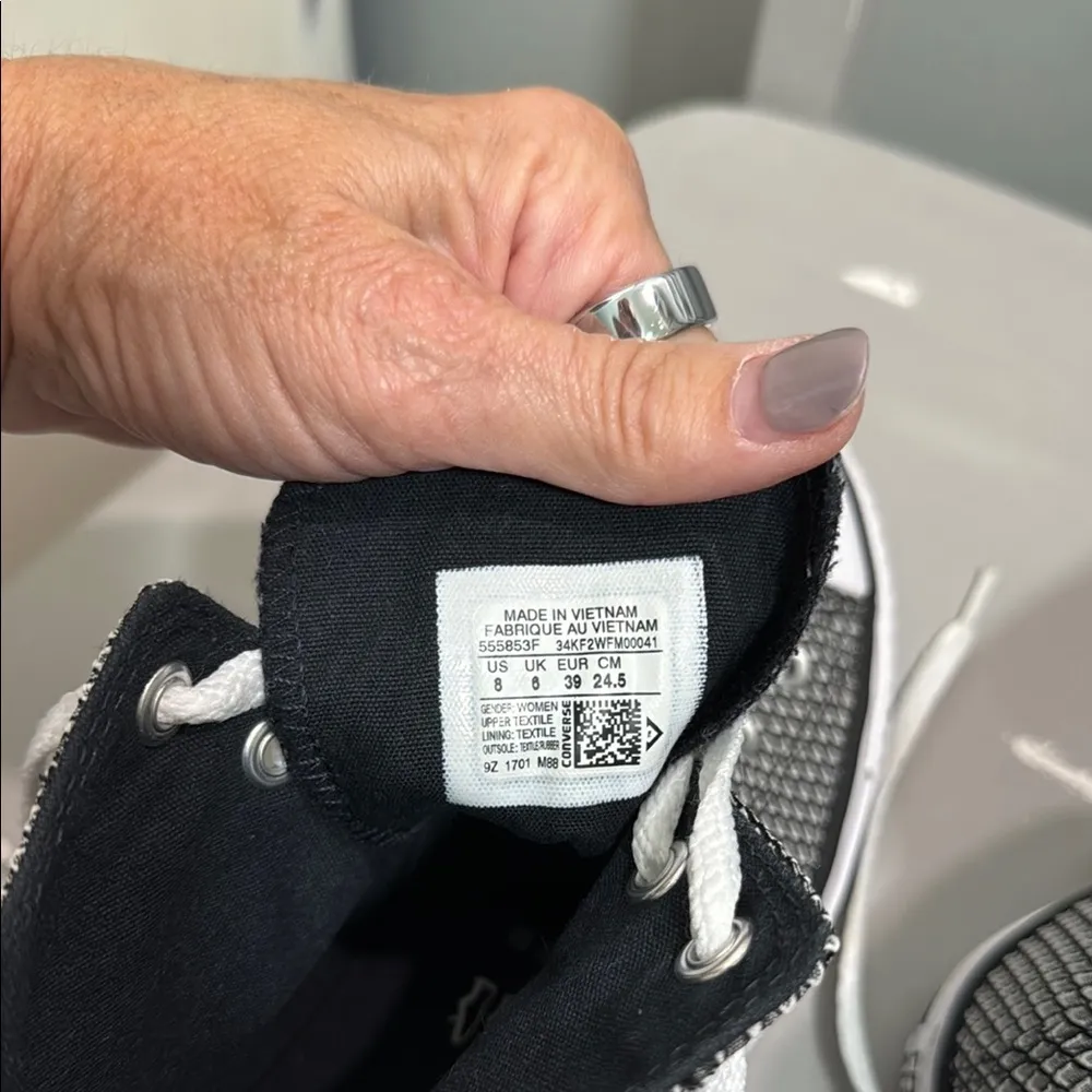 Converse Black and White Patterned High-Tops - Image 8