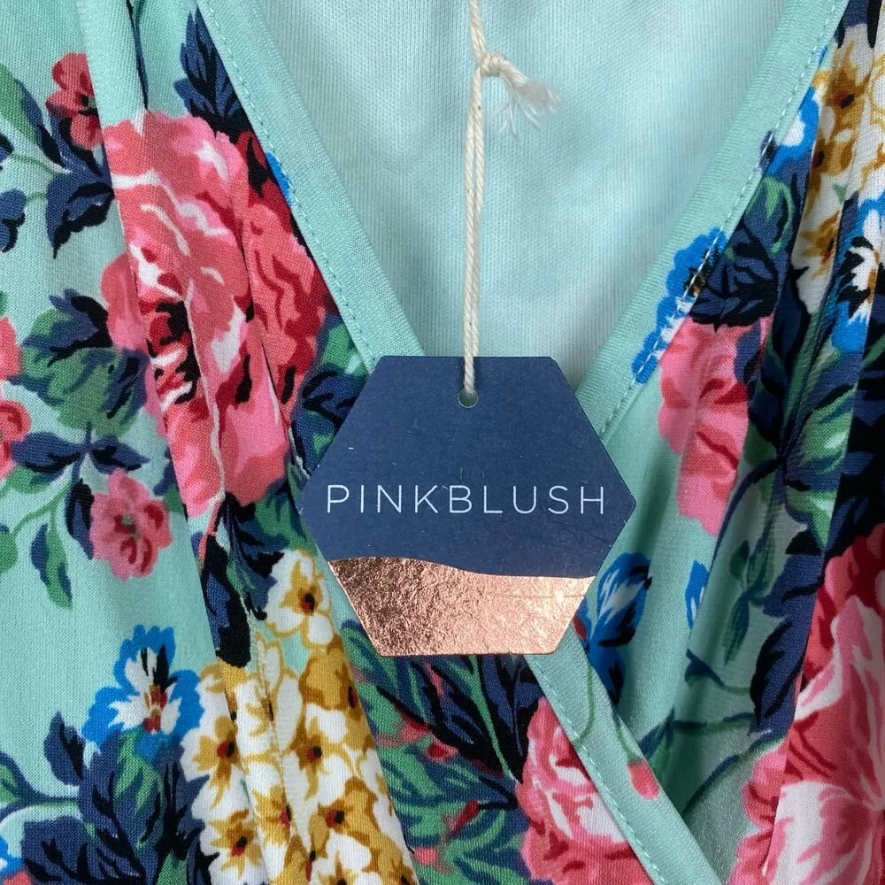 Pinkblush Blue Teal Floral Surplice Bodice Maternity Nursing Maxi Dress Sz.L NWT - Image 9