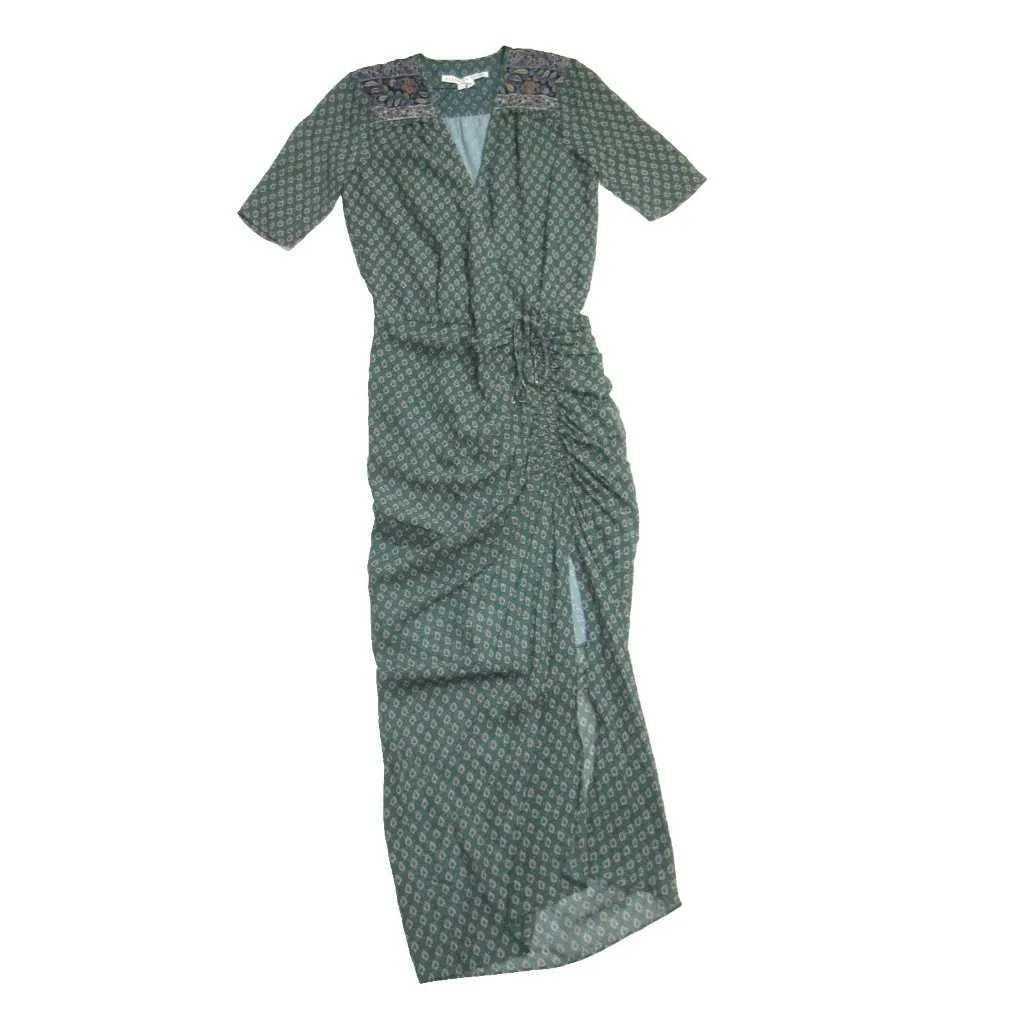 NWT Veronica Beard Mariposa in Seaglass Assymetrical  Ruched Silk Dress 2 $698 - Image 2