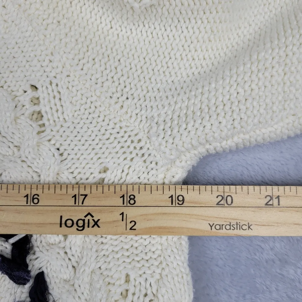 Anthropologie Knitted Knotted Cable Knit Braided Ribbon Heart Sweater Size M - Image 8