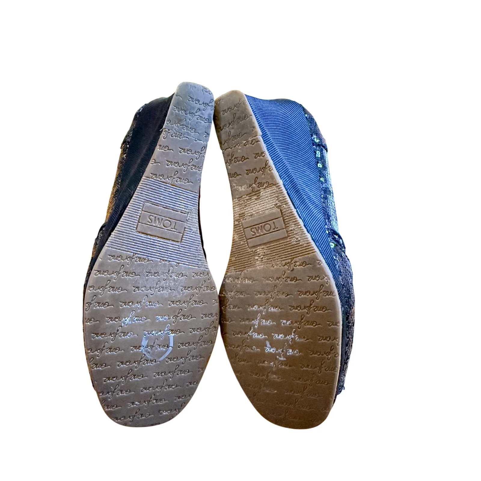 TOMS Black Sequin Espadrille Wedges Size 8 - Image 6