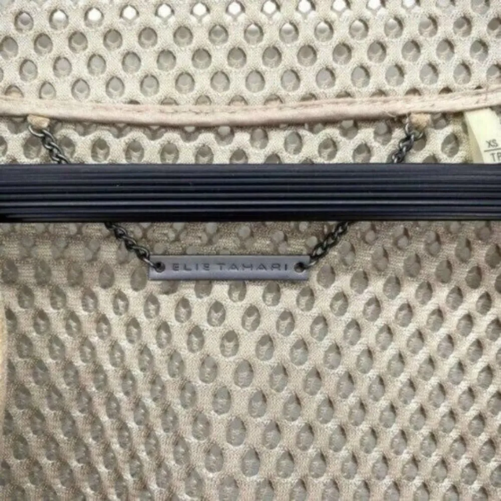 Lamb Suede Leather Mesh Open Front Jacket - Image 3