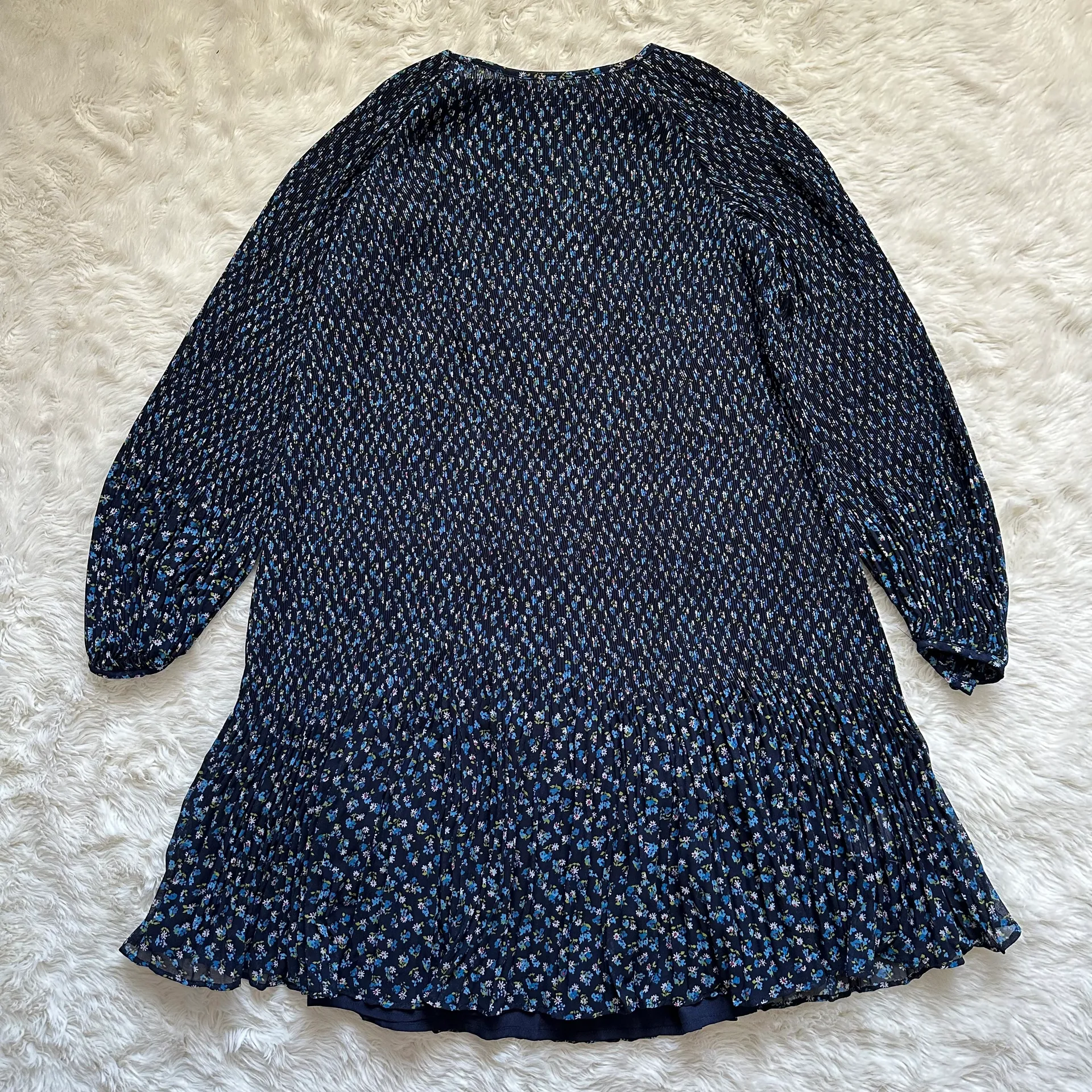 Dress Crinkle Georgette Mini Long Sleeve in Floral Blue XS NWT New - Image 4