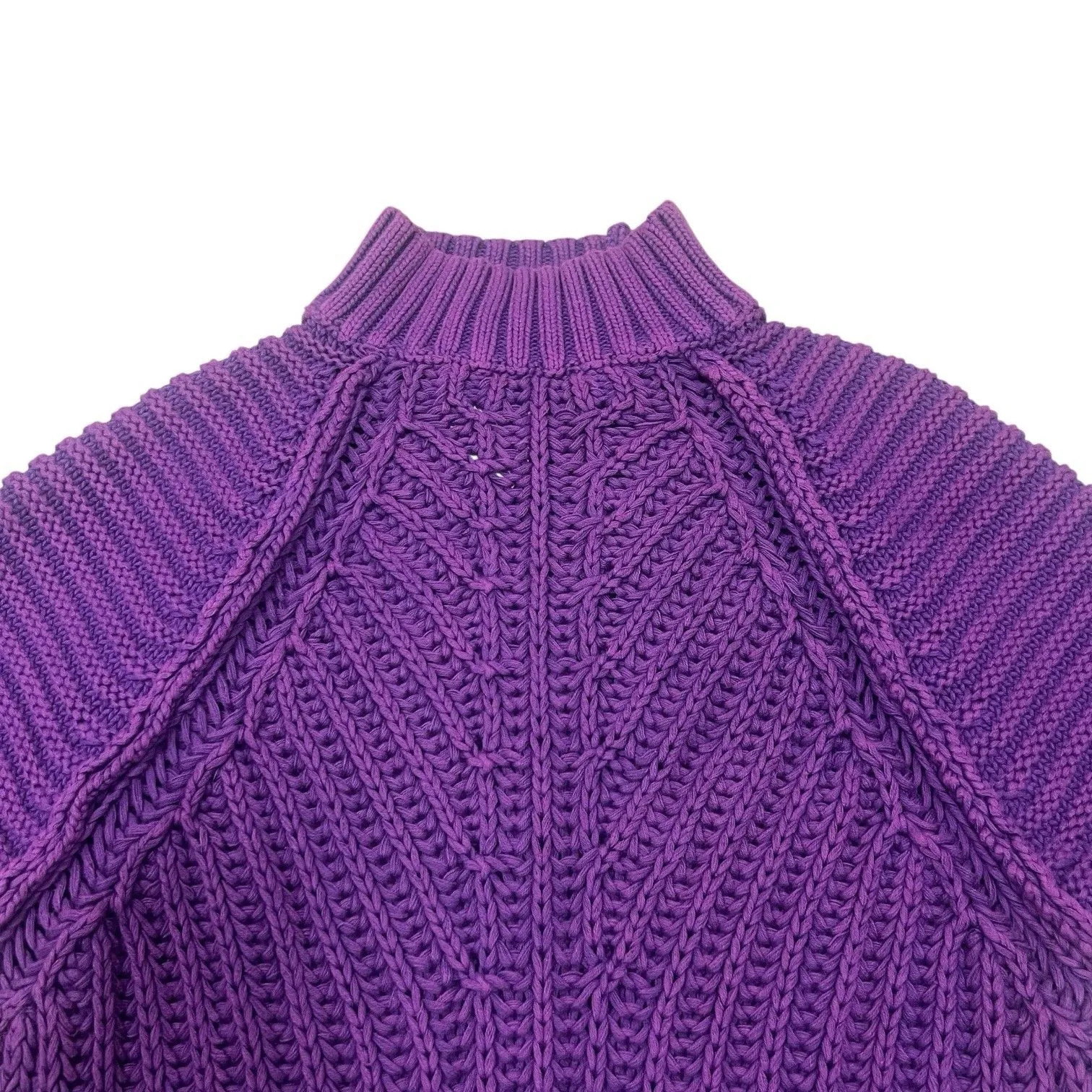 Free People Sweetheart Sweater Glowing Orchid Purple Chunky Knit High Neck Sz S - Image 8