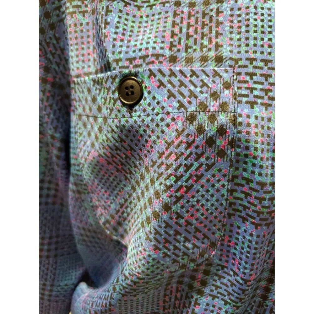 Vintage B.G.B Blue 100%Polyester Buttons Long Sleeve 2 Piece Top & Skirt Dress Size 16 - Image 5