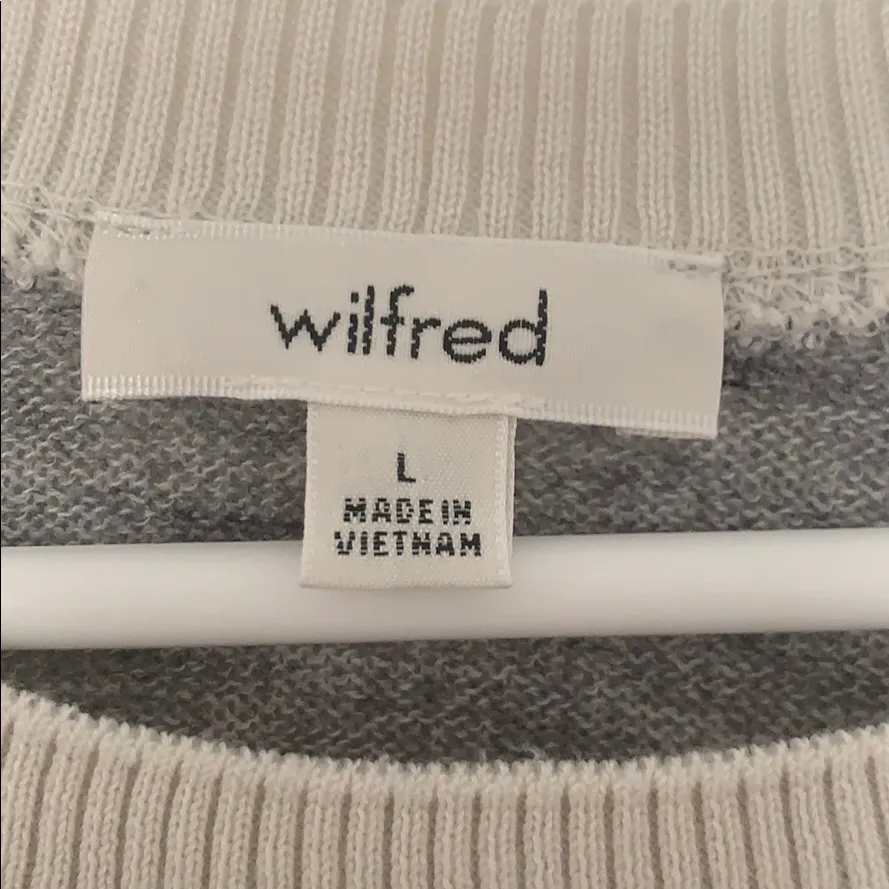 Wilfred Aritzia Size Large Gray/White Long Sleeve Sweater - Image 5