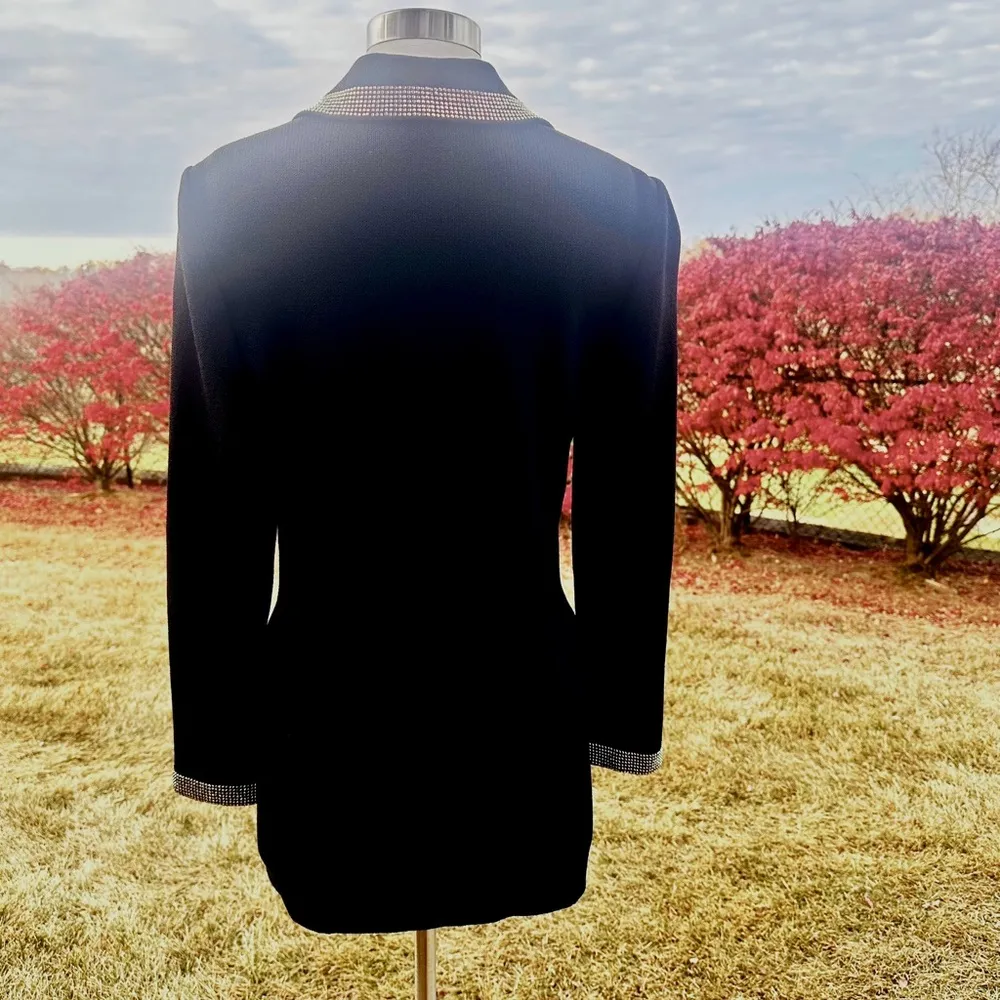 St. John Evening by Marie Gray Black Blazer with aurora rhinestone trim Size 6 - Image 11